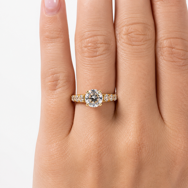 Ring Engagement Graduated 2.03ct Round Lab Grown Diamond IGI Report: 768605715 VS2 F 1.5ctw Diamonds 14ky 3.5mm Sz6 4.26g 126038006