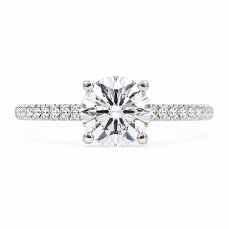 Ring Engagement Cathedral 1.1ct Round Lab Grown Diamond IGI Report: 718507344 VVS2 D .33ctw Diamonds 14kw 2mm Sz6.25 1.81g 125100047