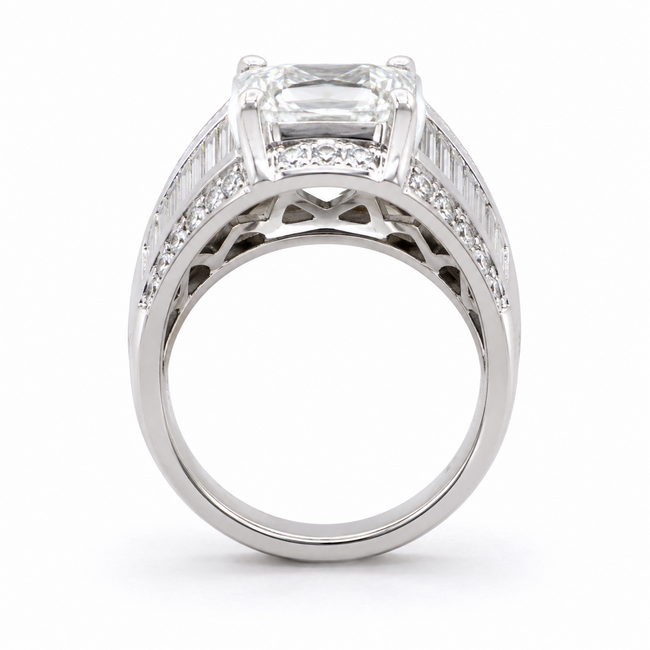 Ring 7.04ct Cushion Lab Grown Diamond IGI Report: 736504385 VS1 E 2.5ctw Diamonds 18kw 10mm Sz7.5 14.15g 126038038
