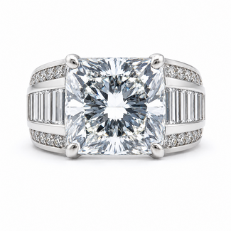 Ring 7.04ct Cushion Lab Grown Diamond IGI Report: 736504385 VS1 E 2.5ctw Diamonds 18kw 10mm Sz7.5 14.15g 126038038