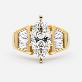 Ring 1.53ct Marquise Lab Grown Diamond IGI: LG671435406 VVS2 E .50ctw Baguette Diamonds 14ky sz5.5 9mm 6.82g 124060202