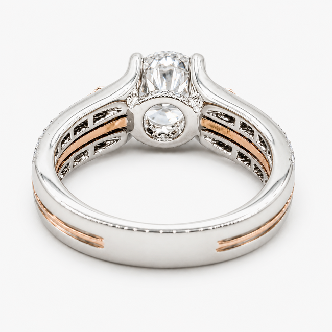Ring Split Shank Milgrain 1.5ct Round Lab Grown Diamond IGI Report: 772612664 VS1 F .34ctw Near Colorless Diamonds 14ktt 5.3mm Sz6.5 5.5g 125120054