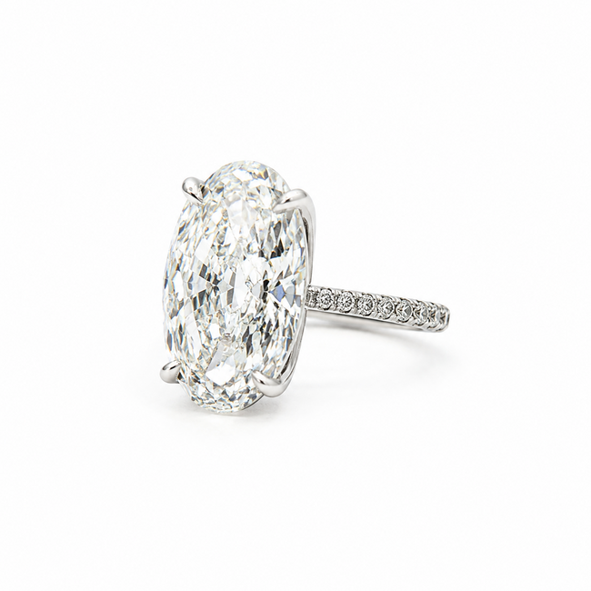 Ring Engagement 15.05ct Modified Oval VVS2 G Lab Grown Diamond IGI Report: 769665115 .35ctw Near Colorless Diamonds 950pt 2mm Sz6 8.4g 126038053