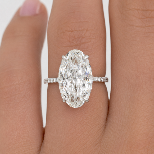 Ring Engagement 15.05ct Modified Oval VVS2 G Lab Grown Diamond IGI Report: 769665115 .35ctw Near Colorless Diamonds 950pt 2mm Sz6 8.4g 126038053