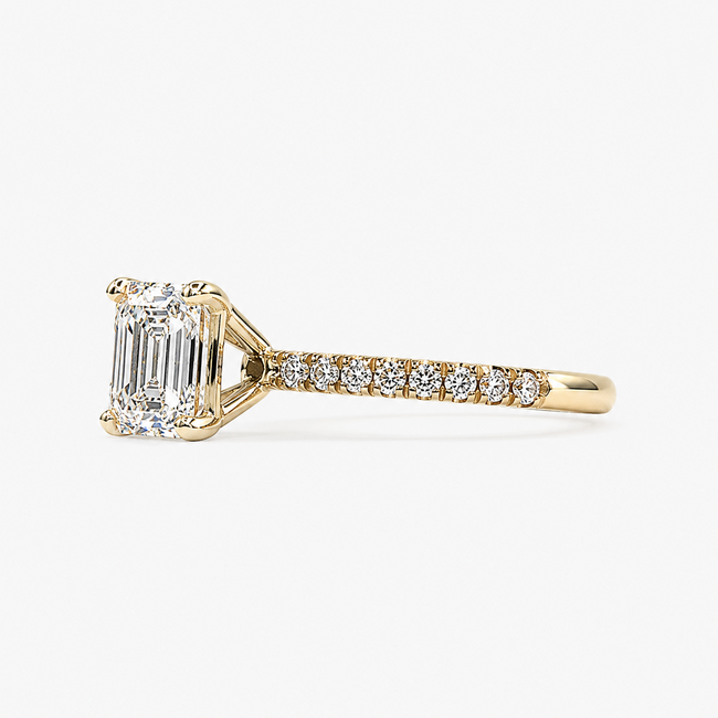 Ring Engagement 1.54ct Emerald Lab Grown Diamond IGI: LG642451096 0.15ctw Diamonds 14ky 2.2mm Sz6 2.55g 126038024