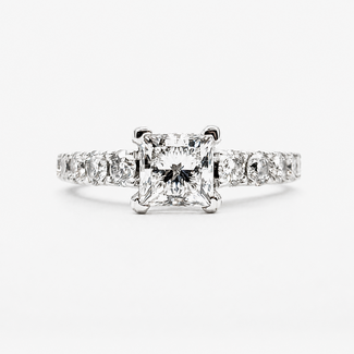 Ring Cathedral 1.03ct Princess Lab Grown Diamond IGI: 756593640 0.5ctw Near Colorless Diamonds 14kw Sz5 4g 125120069