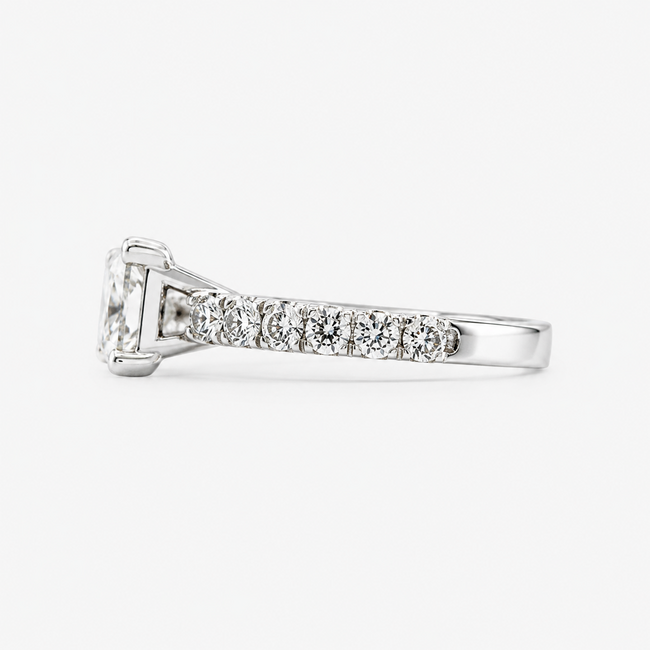 Ring Cathedral 1.03ct Princess Lab Grown Diamond IGI: 756593640 0.5ctw Near Colorless Diamonds 14kw Sz5 4g 125120069