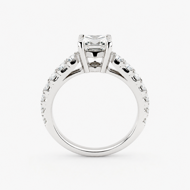 Ring Cathedral 1.03ct Princess Lab Grown Diamond IGI: 756593640 0.5ctw Near Colorless Diamonds 14kw Sz5 4g 125120069