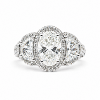 Ring 3-Stone 2.08ct OV Lab Grown Diamond IGI: 751515487 1.16ctw Half Moon Lab Grown Diamond 0.5ctw Near Colorless Diamonds 14kw Sz6.75 5.4g 125120053