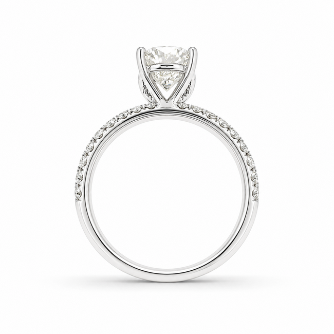 Ring Engagement 1.04ct Oval Lab Grown Diamond IGI: LG761538098 VS1 G 0.32ctw Diamonds 14kw 2mm Sz4.5 2.05g 126038030