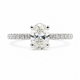 Ring Engagement 1.04ct Oval Lab Grown Diamond IGI: LG761538098 VS1 G 0.32ctw Diamonds 14kw 2mm Sz4.5 2.05g 126038030