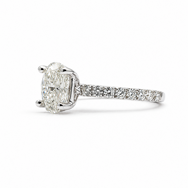 Ring Engagement 1.04ct Oval Lab Grown Diamond IGI: LG761538098 VS1 G 0.32ctw Diamonds 14kw 2mm Sz4.5 2.05g 126038030