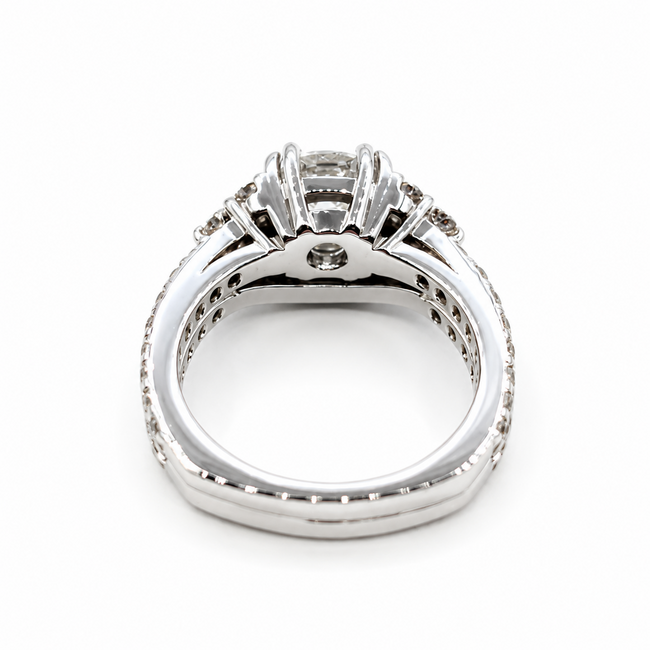 Ring Wedding Set 1.02ct Cushion Lab Grown Diamond IGI: 752524212 1ctw Near Colorless Diamonds 18kw Sz4.5 6.75g 125120093