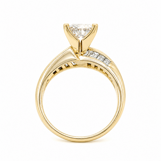 Ring Engagement 1.00ct Trillion Lab Grown Diamond IGI: LG696557233  Channel set .75ctw Baguette Diamonds 14ky sz6.75 124060244