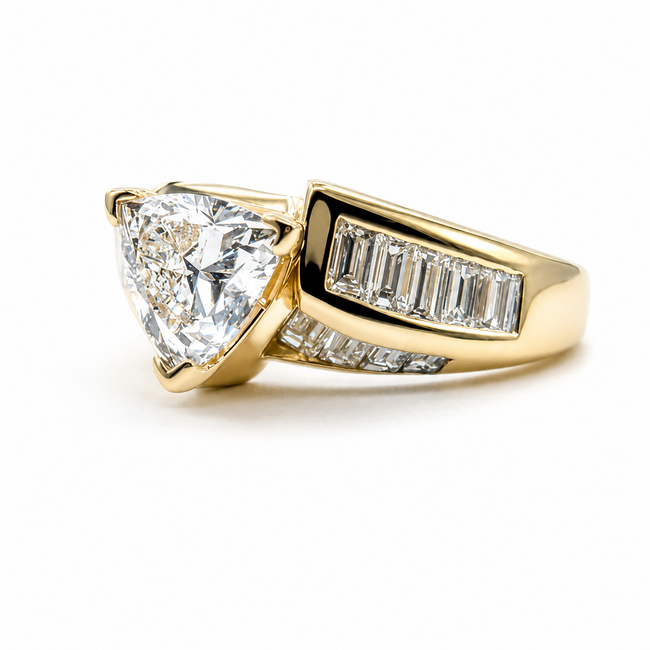 Ring Engagement 1.00ct Trillion Lab Grown Diamond IGI: LG696557233  Channel set .75ctw Baguette Diamonds 14ky sz6.75 124060244