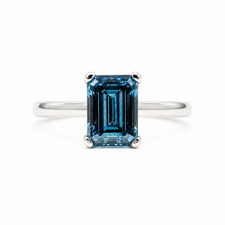Ring 2.40ct Blue Emerald Lab Grown Diamonds 14kw 2.4mm Sz6.5 3.74g 125090092