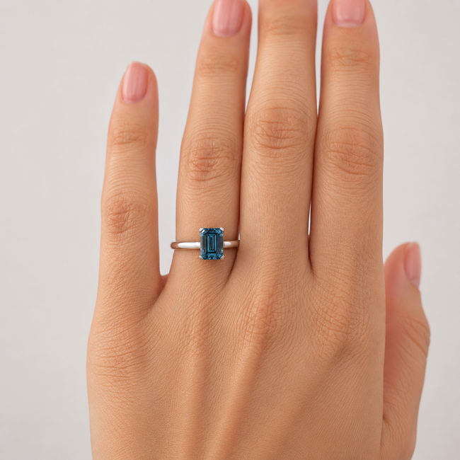 Ring 2.40ct Blue Emerald Lab Grown Diamonds 14kw 2.4mm Sz6.5 3.74g 125090092