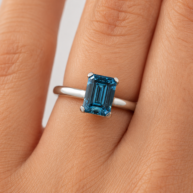 Ring 2.40ct Blue Emerald Lab Grown Diamonds 14kw 2.4mm Sz6.5 3.74g 125090092