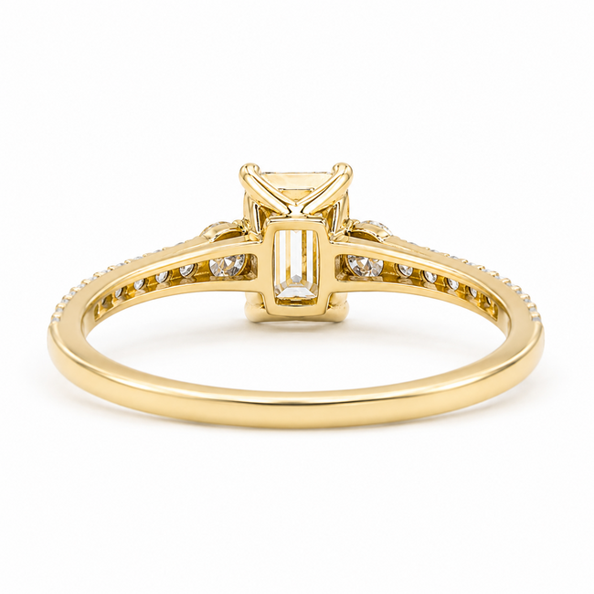Ring Graduated Band 1ctw Emerald & Round Lab Grown Diamonds 14ky 1.6mm Sz7 2.1g 125090095