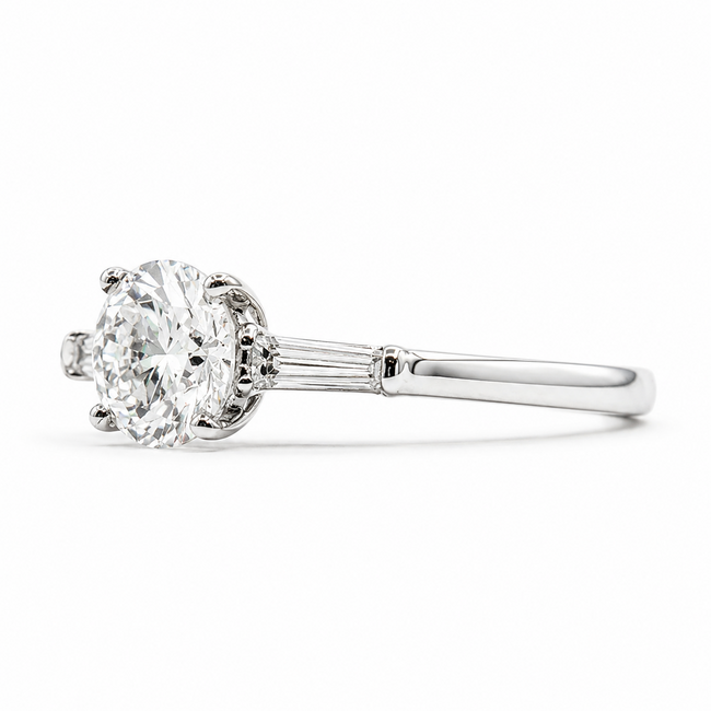 Ring 3-Stone 1.98ct Lab Grown Diamond LG681514034  .40ctw Near Colorless Diamonds 14kw 2.2mm Sz7 3.66g 125110052