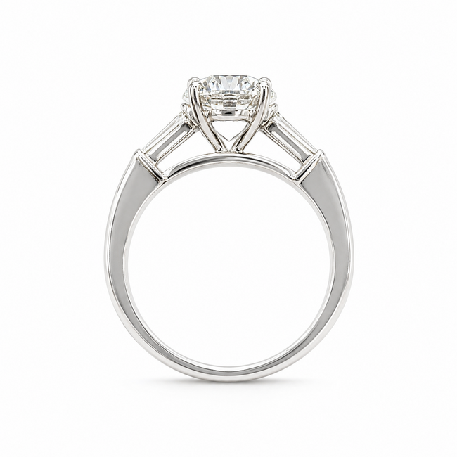 Ring 3-Stone 1.98ct Lab Grown Diamond LG681514034  .40ctw Near Colorless Diamonds 14kw 2.2mm Sz7 3.66g 125110052