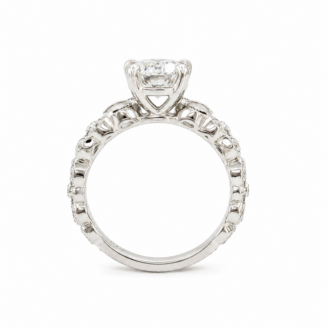 Ring Vine Milgrain 1.47ct Lab Grown Diamond IGI: LG646451400 .33ctw Round Diamonds 950pt 3.8mm Sz4 5.67g 125110049