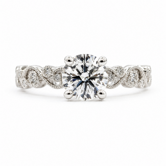 Ring Vine Milgrain 1.47ct Lab Grown Diamond IGI: LG646451400 .33ctw Round Diamonds 950pt 3.8mm Sz4 5.67g 125110049