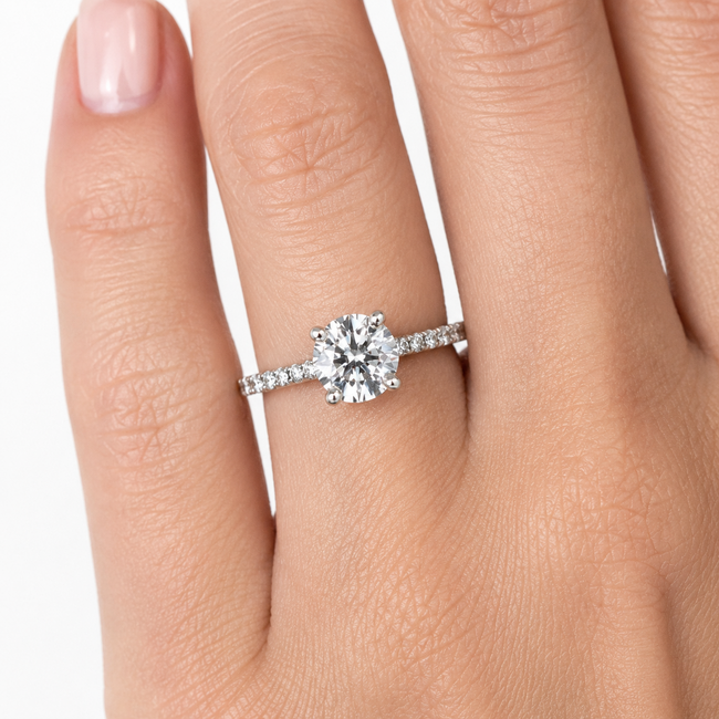 Ring  Engagement 1.23ct Round Brilliant Lab Grown Diamond IGI: 702550324 .33ctw Round Diamonds 14kw 2mm Sz5 1.8g 125060069