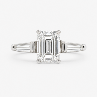 Ring Engagement 3-Stone 1.54ct Emerald Lab Grown Diamond IGI: LG675591325 .44ctw Diamonds 14kw 2.3mm Sz7 3.38g 125100039