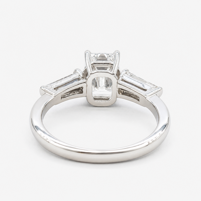 Ring Engagement 3-Stone 1.54ct Emerald Lab Grown Diamond IGI: LG675591325 .44ctw Diamonds 14kw 2.3mm Sz7 3.38g 125100039