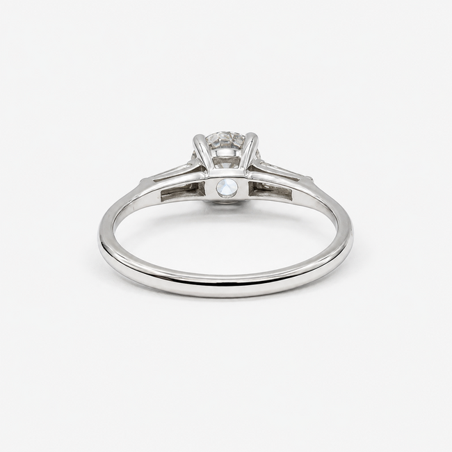 Ring Engagement 3-Stone 1.23ct Round Brilliant Lab Grown Diamond IGI: 705533765 .16ctw 14kw 1.8mm Sz8.5 2.64g 125100042
