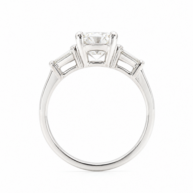 Ring Engagement 3-Stone 1.29ct RB Lab Grown Diamond IGI: 606354058 .25ctw Diamonds 14kw 1.8mm Sz5.5 3.1g 125100044