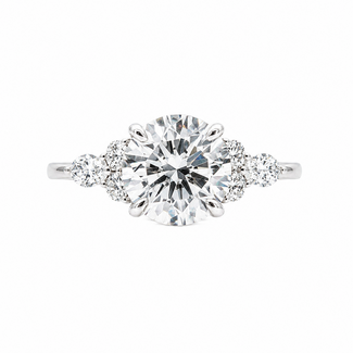 Ring Engagement 7-Across 1.85ct Round Brilliant Lab Grown Diamond IGI: 697520556 .50ctw Diamonds 18kw 1.8mm Sz6 2.7g 125100050