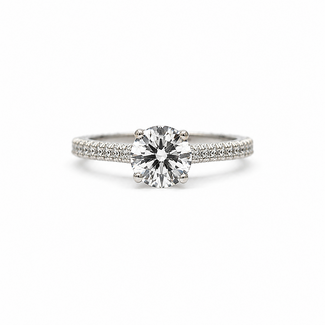 Ring Engagement Eternity 1.06ct Round Lab Grown Diamond IGI: LG687562223 .25ctw Diamonds 950pt 2.1mm Sz6 4.48g 125100045