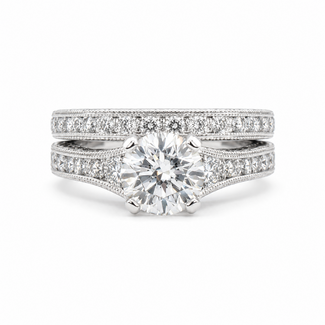 Ring Engagement Tacori Wedding Set 1.46ct RB Lab Grown Diamond IGI: 698526278 1.65ctw Diamonds Plat 2.6mm Sz6.5 7.1g 125100046