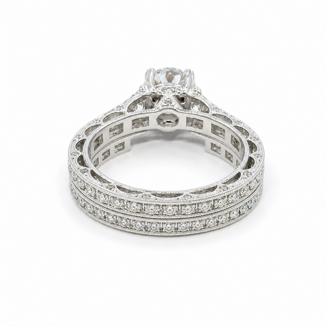 Ring Engagement Tacori Wedding Set 1.46ct RB Lab Grown Diamond IGI: 698526278 1.65ctw Diamonds Plat 2.6mm Sz6.5 7.1g 125100046