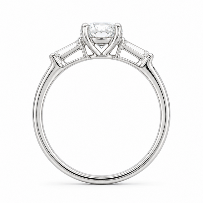 Ring Engagement 3-Stone 1.23ct Round Brilliant Lab Grown Diamond IGI: 705533765 .16ctw 14kw 1.8mm Sz8.5 2.64g 125100042