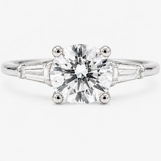 Ring Engagement 3-Stone 1.23ct Round Brilliant Lab Grown Diamond IGI: 705533765 .16ctw 14kw 1.8mm Sz8.5 2.64g 125100042