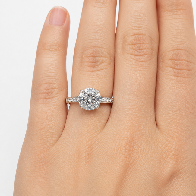 Ring Hidden Halo 3.09ct Lab Grown Diamond IGI: 743571390 0.75ctw Near Colorless Diamonds 18kw 2.6mm Sz6.5 6g 125120088