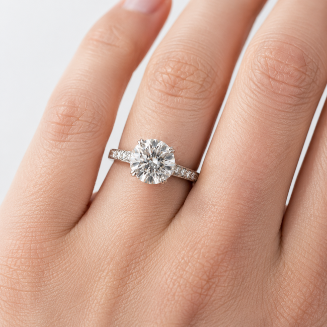 Ring Hidden Halo 3.09ct Lab Grown Diamond IGI: 743571390 0.75ctw Near Colorless Diamonds 18kw 2.6mm Sz6.5 6g 125120088