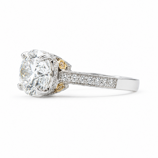 Ring Hidden Halo 3.09ct Lab Grown Diamond IGI: 743571390 0.75ctw Near Colorless Diamonds 18kw 2.6mm Sz6.5 6g 125120088