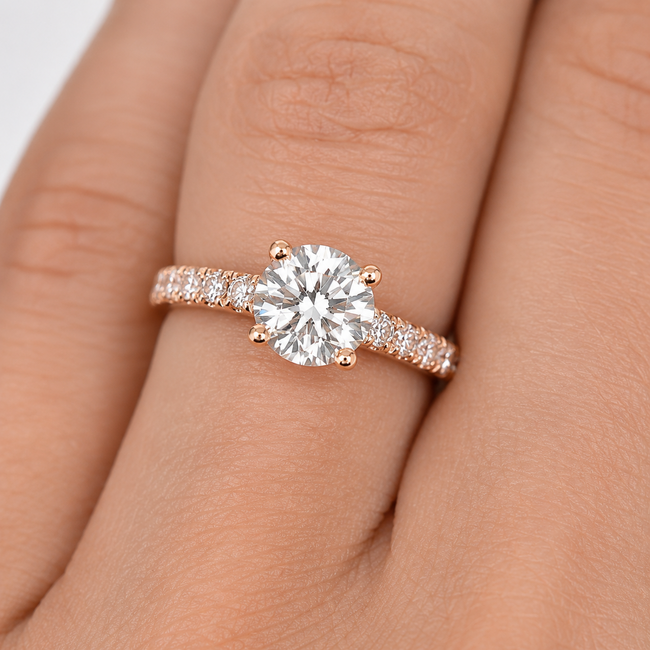 Ring Engagement .96ct Lab Grown Diamond IGI: 652461847 Hidden Halo Cathedral 0.4ctw Near Colorless Diamonds 14kr Sz4 3.1g 125120090