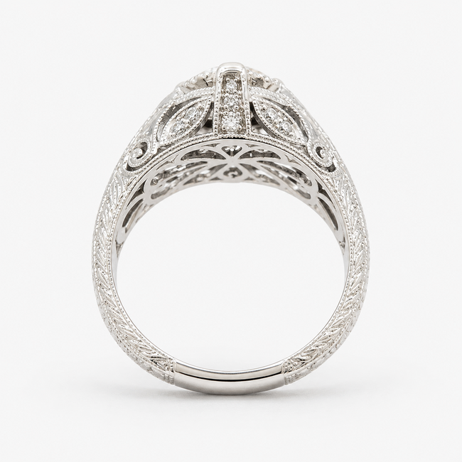 Ring Engagement Milgrain Filigree 1.31ct Lab Grown Diamond IGI: 639463637 0.25ctw Near Colorless Diamonds 14kw Sz6.5 4.5g 125120035