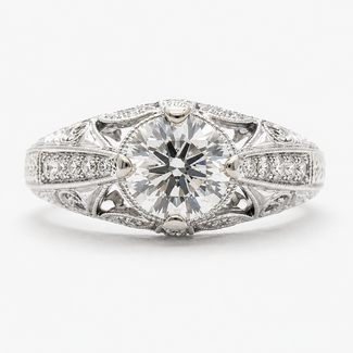Ring Engagement Milgrain Filigree 1.31ct Lab Grown Diamond IGI: 639463637 0.25ctw Near Colorless Diamonds 14kw Sz6.5 4.5g 125120035