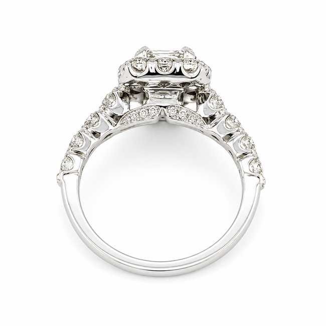 Ring Halo 1.03ct Emerald Lab Grown Diamond IGI: 675551231 0.75ctw Near Colorless Diamonds 14kw 10mm Sz4 2.9g 125120029