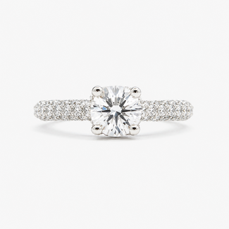 Ring Pave 1.00ct Round Lab Grown Diamond IGI: 752538437 1ctw Near Colorless Diamonds 14kw 2.8mm Sz6.25 3.75g 125120015