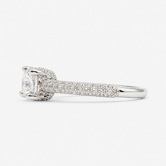 Ring Pave 1.00ct Round Lab Grown Diamond IGI: 752538437 1ctw Near Colorless Diamonds 14kw 2.8mm Sz6.25 3.75g 125120015