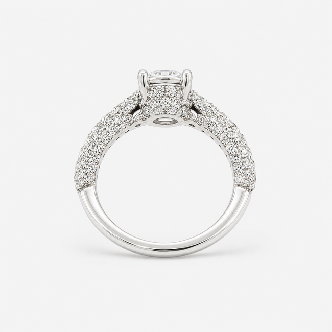 Ring Pave 1.00ct Round Lab Grown Diamond IGI: 752538437 1ctw Near Colorless Diamonds 14kw 2.8mm Sz6.25 3.75g 125120015