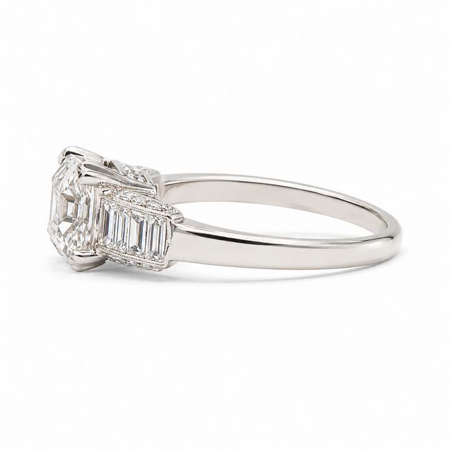 Ring 7-Stone 1.08ct Asscher Lab Grown Diamond IGI: 727512435 .60ctw Diamonds 900pt 3.52g Sz6 125100026