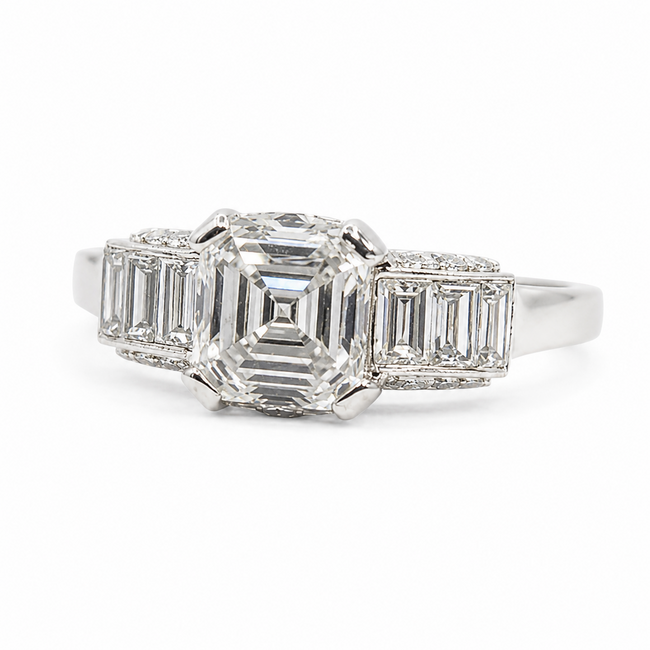 Ring 7-Stone 1.08ct Asscher Lab Grown Diamond IGI: 727512435 .60ctw Diamonds 900pt 3.52g Sz6 125100026